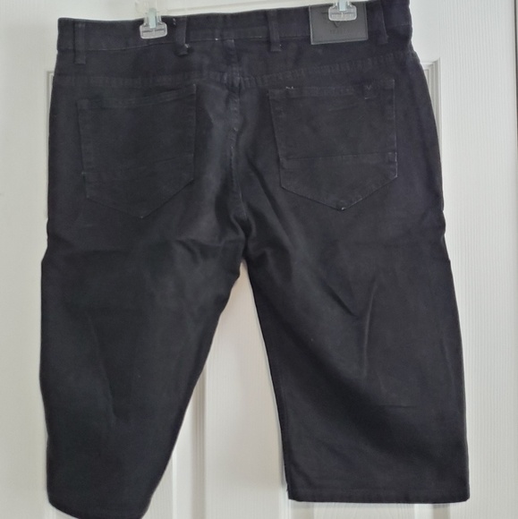 Men's Black Denim Shorts - Picture 2 of 4